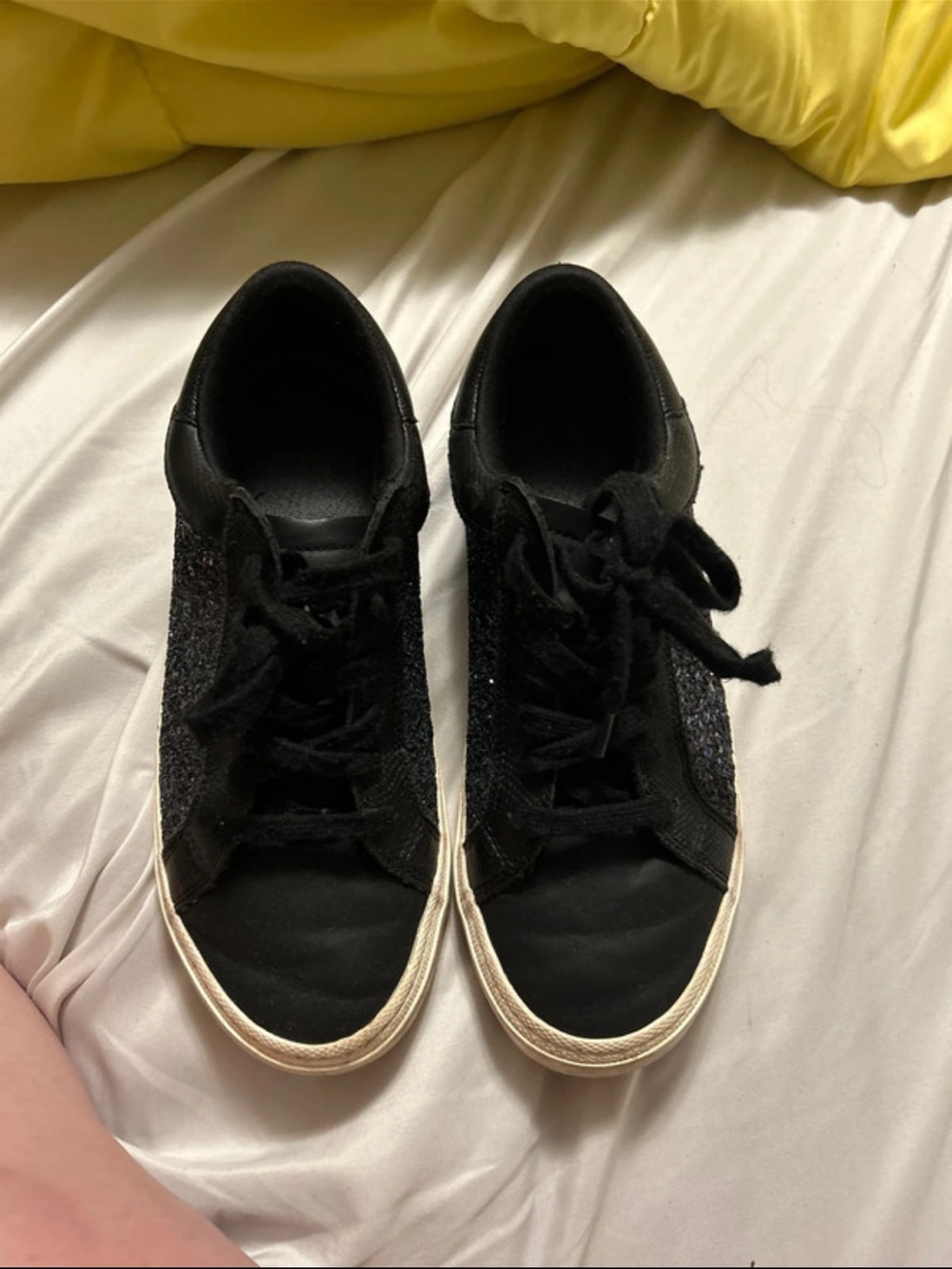 Black Women's Casual Lace-Up Sparkle Sneakers